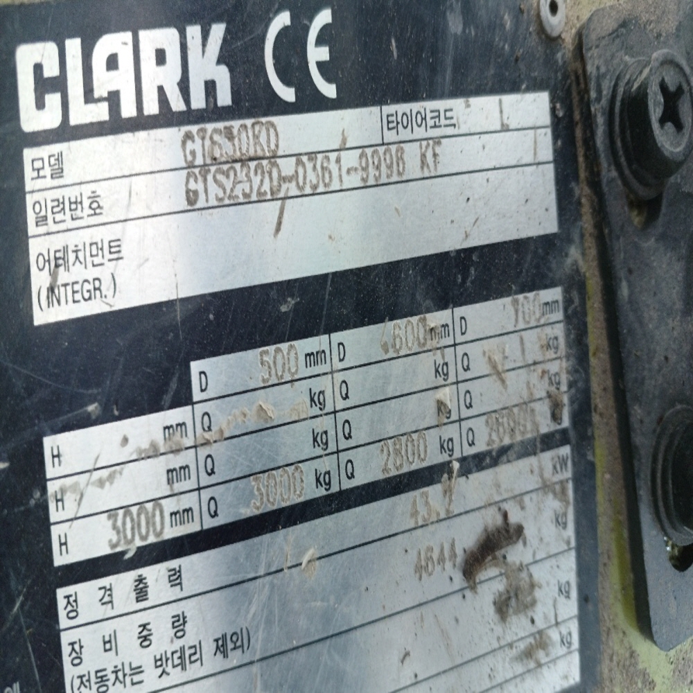 클라크 3톤 디젤 지게차 좌식, GTS30KD, 2019년식